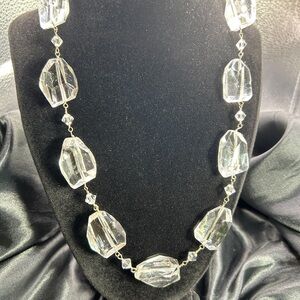 Clear Crystal Quartz and Sterling Silver Necklace